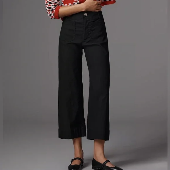 Maeve Black The Colette Cropped Wide Leg Pants 31 Anthropologie Spring Modern 12 - Picture 1 of 11
